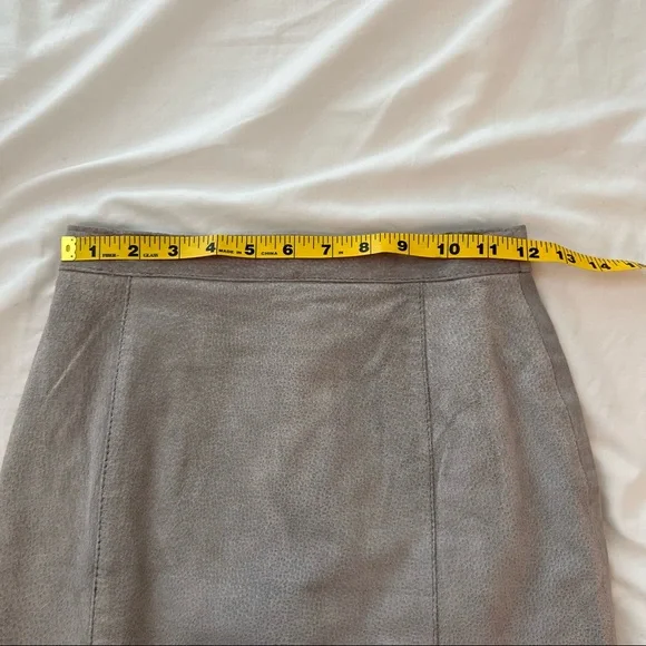 Genuine Leather Slate Gray Pencil Skirt - Picture 4 of 7